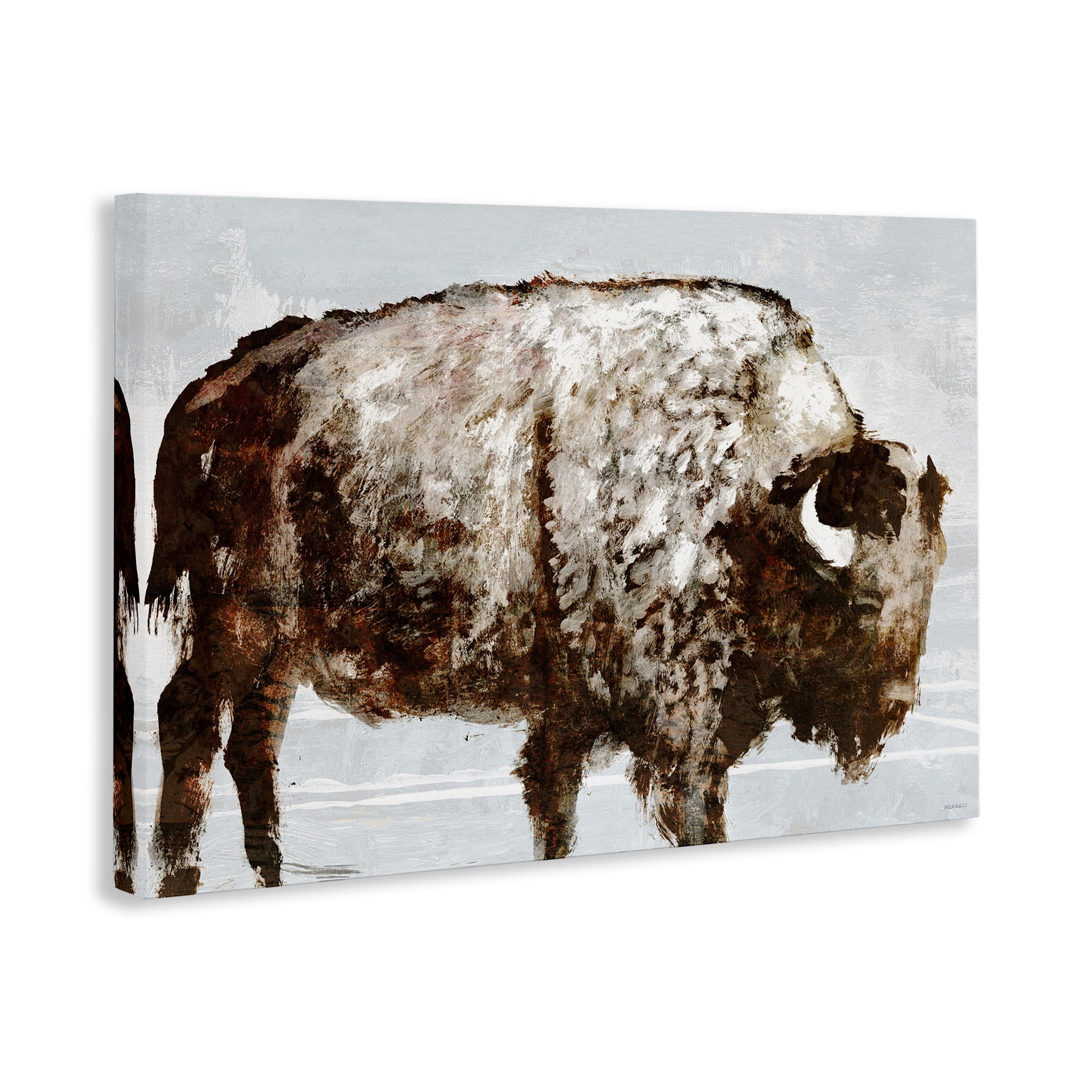 Stupell Industries Abstract Buffalo Impression Animals & Insects Painting Gallery Wrapped Canvas Art Print Wall Art, 30 x 20