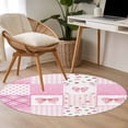 thumbnail image 4 of Round Area Rug 3.3 Ft, Valentine's Day Washable Non-Slip Circle Carpet for Living Room/Bedroom, Pink Bows Romantic Roses Farmhouse Plaid Low-Profile Small Kitchen Mats Collection Rugs for Indoor, 4 of 8