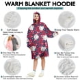 thumbnail image 5 of Red Baseballs with Blue Flowers Pattern Wearable Oversized Blanket,Wearable Blanket Hoodie for Adults,Cozy Hooded Blankets with Super Pockets,Super Warm Fuzzy Pullover for Women & Men, 5 of 6