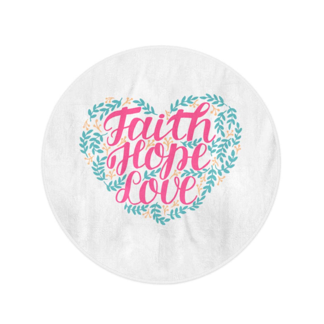 KDAGR 60 inch Round Beach Towel Blanket Hand Lettering Faith Hope and Love in Shape Travel Circle Circular Towels Mat Tapestry Beach Throw - image 2 of 2