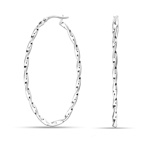 Charmsy Large Oval Twisted Light-Weight Click-Top Hoop Earrings for Women 55MM