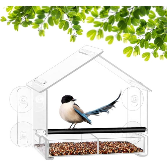 Urban Deco Window Bird Feeder with strong suction cups bird feeders for small birds Bird House for Outside Acrylic Window Bird Feeder for Garden, Outdoor