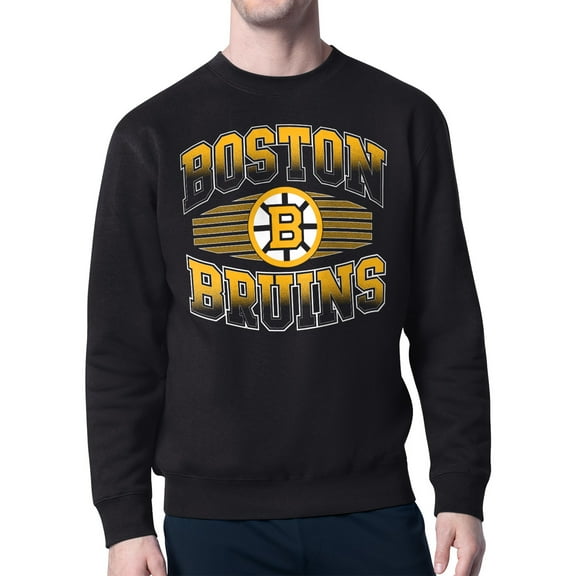 Men's Starter Black Boston Bruins Team Grit Graphic Fleece Pullover Sweatshirt
