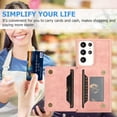 thumbnail image 3 of Compatible with Samsung Galaxy S22 Ultra Case, Classic Wallet Case, Lanyard Wrist Strap with Kickstand PU Leather Card Holder Protective Cover for Samsung Galaxy S22 Ultra,Pink, 3 of 6