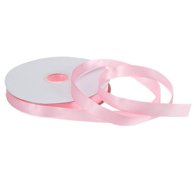 Unique Bargains 5/8 Inch 25 Yard Satin Ribbon Grosgrain Thin Solid Silk Wedding Bouquet Ribbon for Gift Wrapping Pale Pink
