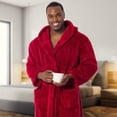 thumbnail image 2 of Ross Michaels Mens Robe Big & Tall with Hood - Long Plush 400GSM Luxury Fleece Bathrobe with Shawl Collar (Red, XX-Large), 2 of 6