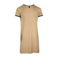 thumbnail image 3 of Wyobmus Men's Nightgown Short Sleeve Nightshirt Comfy Loose Fit Lightweight Contrast Trim V Neck Nihgtwear Shirt S-5XL Khaki, 3 of 5