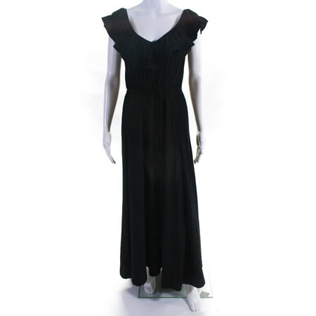 

Pre-owned|Calypso Saint Barth Womens Ruffled V Neck Sun Dress Black Size Extra Small