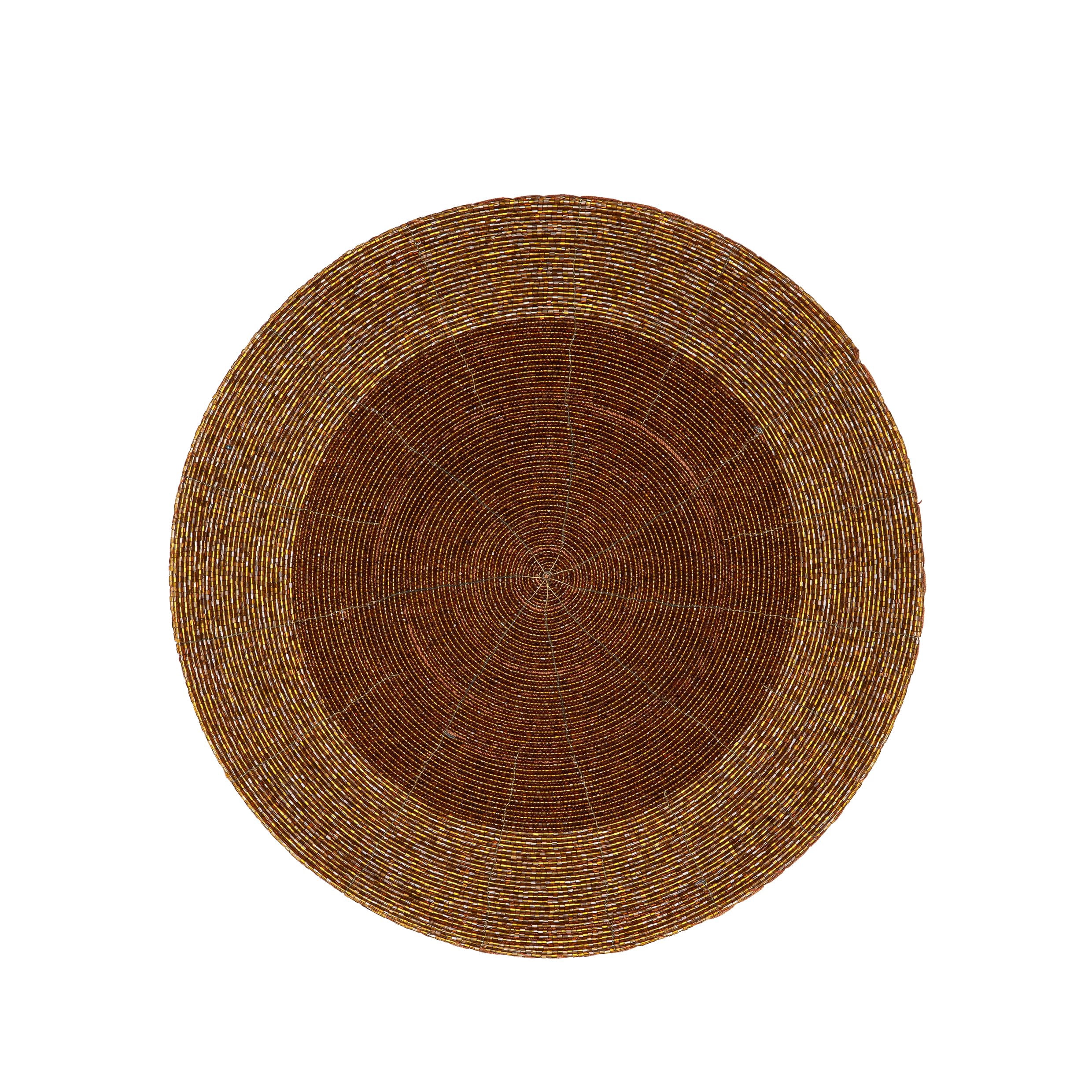 Homebia Designs Beaded Placemats Set of 4-13 Inch Round Decorative Table Chargers Plates - Rustic Farmhouse Handmade Glitz Table Mats for Dining Table, Holiday Parties, Wedding & Home Décor - Coffee