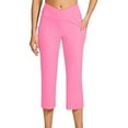 thumbnail image 3 of Womens High Waist Capri Yoga Leggings Cropped Pant for Workout with Two Pockets Pink XXL, 3 of 7
