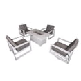 thumbnail image 5 of Aluminum Patio Furniture Set, 5 Pieces Outdoor Sectional Conversation Set with 41.34'' Fire Pit Table, Swivel Chair and Armchair, All-Weather Modern Seating Set for Backyard - 2 Swivel + 2 Armchair, 5 of 6