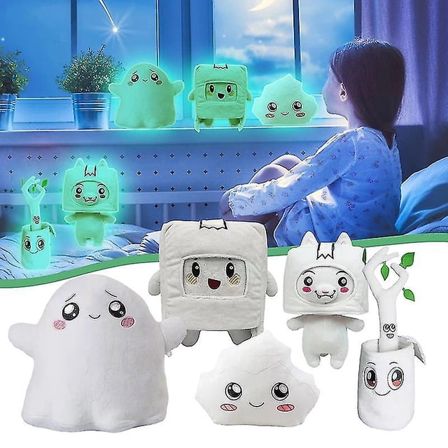 Lankybox Glow In The Dark Plush Foxy Boxy Ghosty Lanky Box Extraíble Suave Juguete Niños Regalo Turned Doll Girl Bed Pillow-25cm12- Bolígrafo Bolígrafo Bolígrafo de papelería