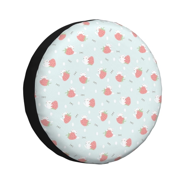 Fotbe Strawberry Funda de Llanta de Repuesto con Estampado, Engrosada, Ajuste Universal para Jeep, Remolque, RV, SUV, Camión-17 inch
