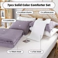 thumbnail image 5 of Full Size Comforter Sets Solid Dusty Purple Bedding Comforters 7 Piece Grayish Purple Microfiber Comforters Set with Sheets Boho Aesthetic Bedding Soft All Season for Women and Men, 5 of 13