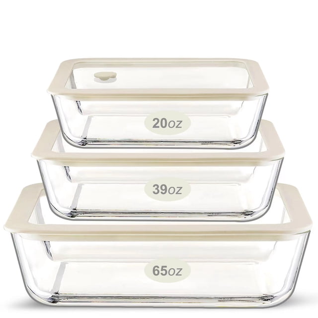 Juego de recipientes para comida Urban Green Glass con tapa de silicona, paquete de 3