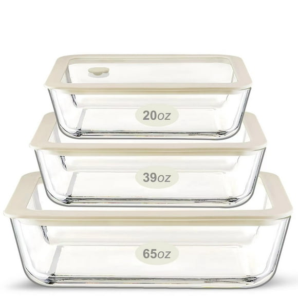 Juego de recipientes para comida Urban Green Glass con tapa de silicona, paquete de 3