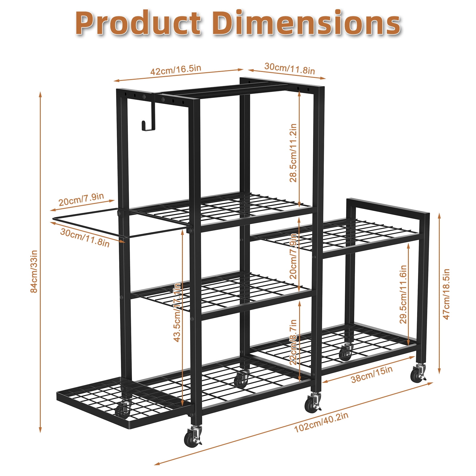 Home Gym Storage Rack with Wheels, Adjustable Dumbbell Storage Yoga Mat Organizer, Multi-Purpose Fitness Equipment Stand
