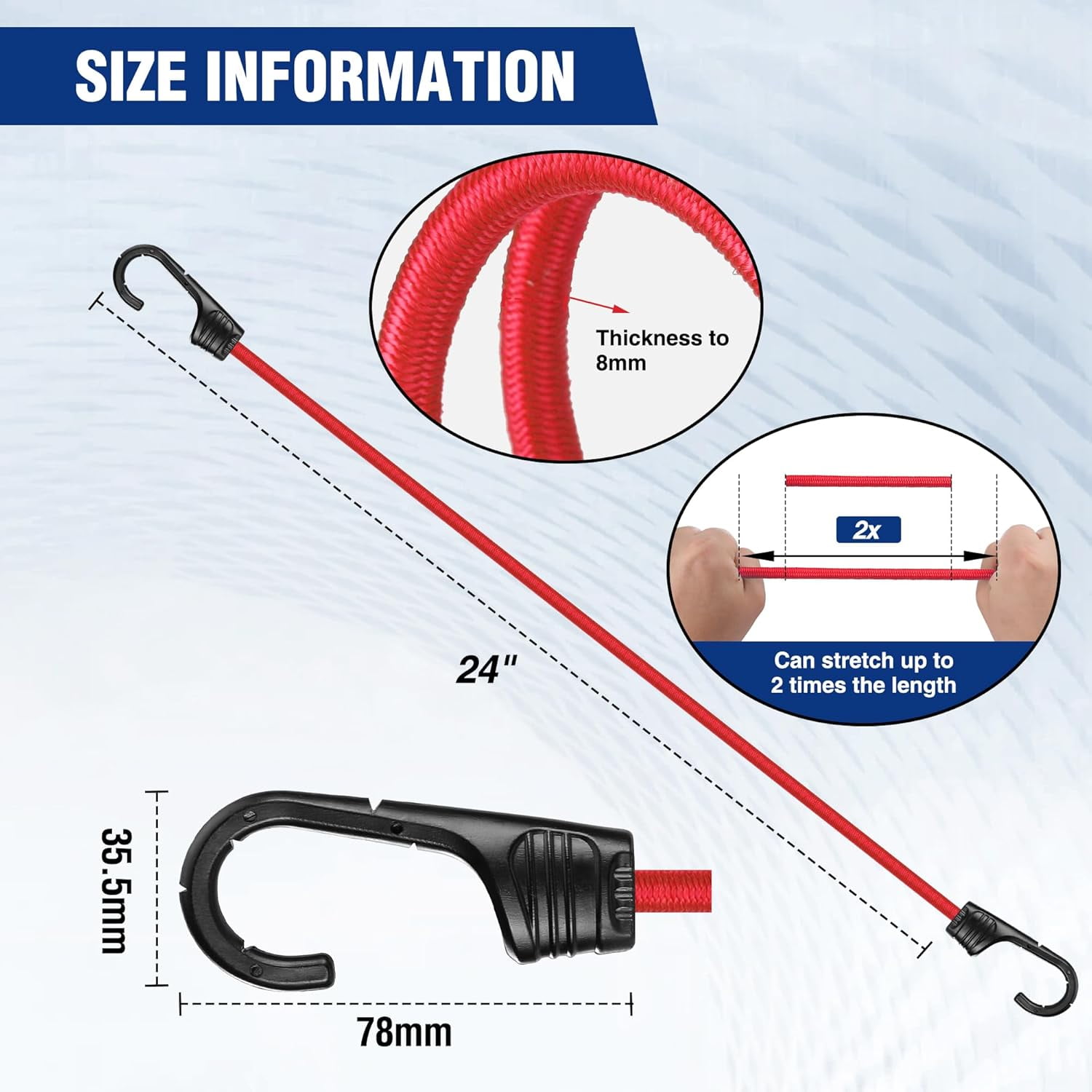 Bungee Cords Heavy Duty Outdoor - 30PCS Bungee Cords with Hooks in a Storage Bag Includes 10", 18", 24", 30", 36", 48" Bungie Cord Bundle Assortment with Metal Hook, Bungee Straps