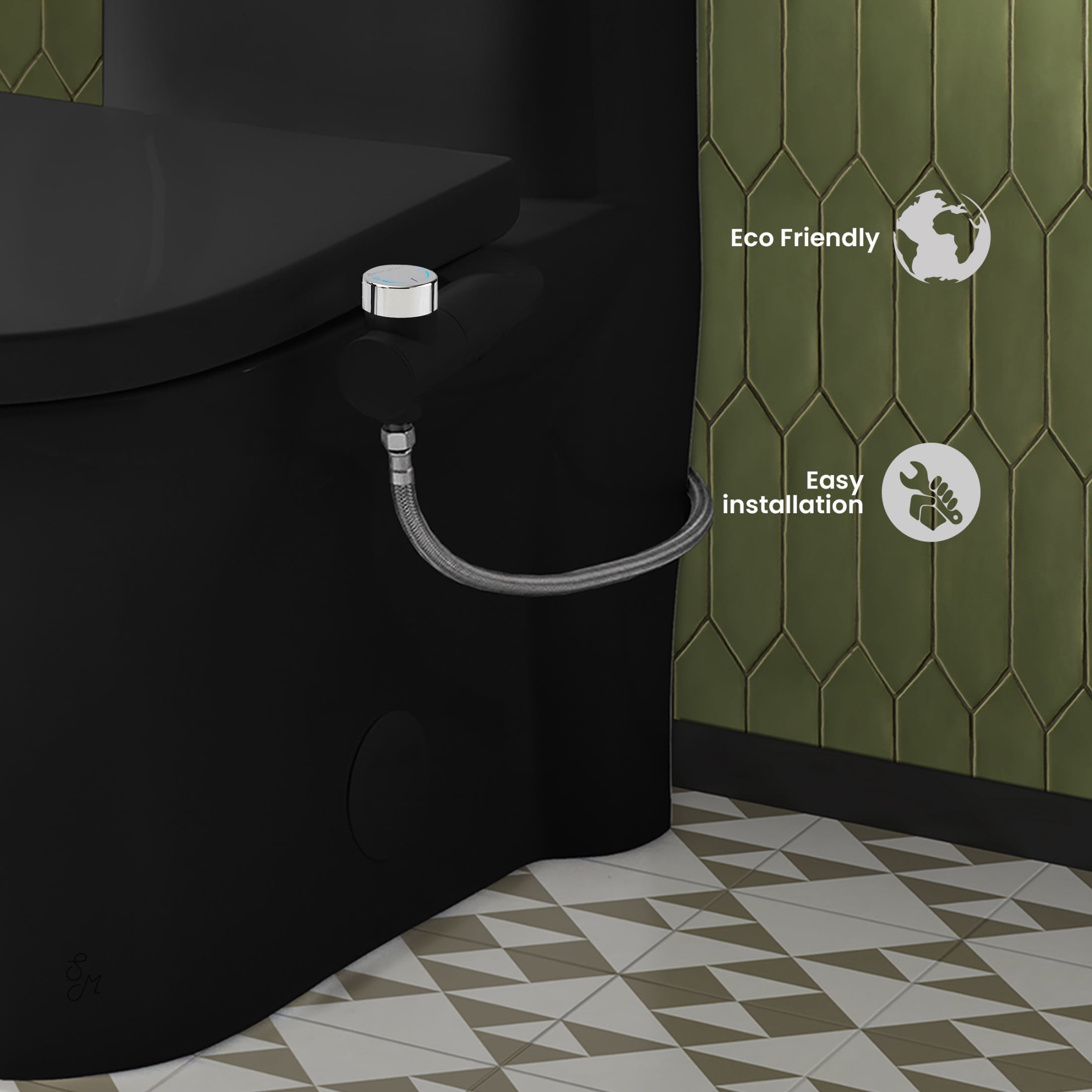 Aqua Non-Electric Bidet Toilet Attachment in Glossy Black