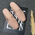 thumbnail image 3 of Women's Solid Suede Square Toe Flat Mule Shoes-Closed Toe Slip-On Sandals, 3 of 4