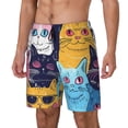 thumbnail image 2 of Uemuo Colorful Cats Pattern Art Pattern Mens Swim Trunks Quick Dry Board Shorts with Mesh Lining, Stretch Beach Shorts Quick Dry No-Chafing Board Shorts-Large, 2 of 9