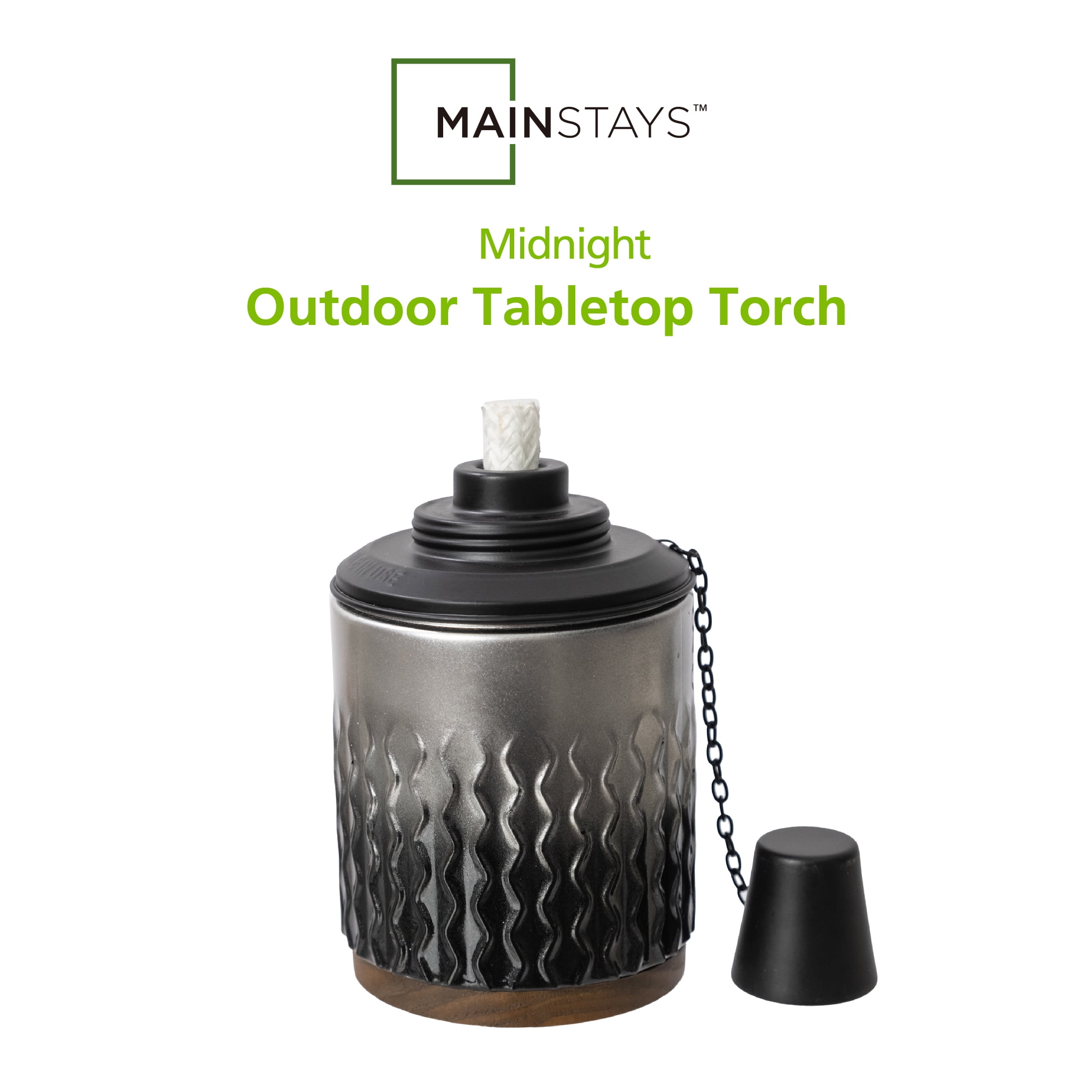 Mainstays Midnight Glass Outdoor Tabletop Torch with Fiberglass Wick, Decorative Torch