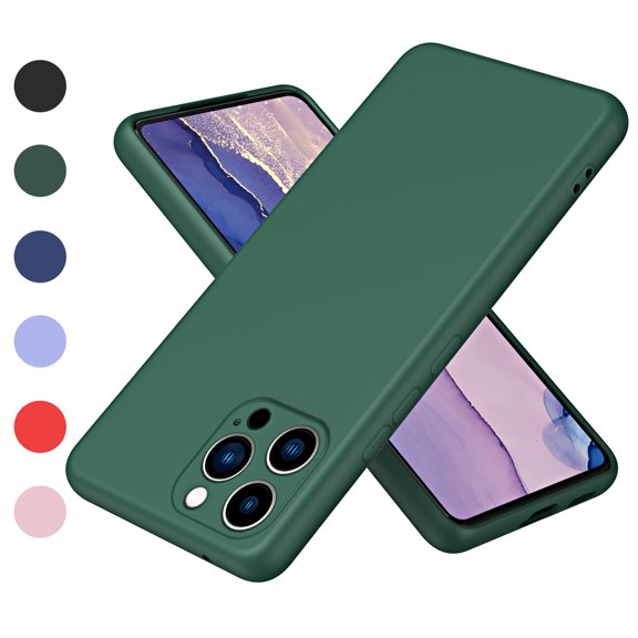 Jiahe Cover for iPhone 13 Pro Max, Slim Shockproof Liquid Silicone Rubber Case,Camera Lens Protector Anti-Scratch Lightweight Anti-fingerprint Case Cover, darkgreen