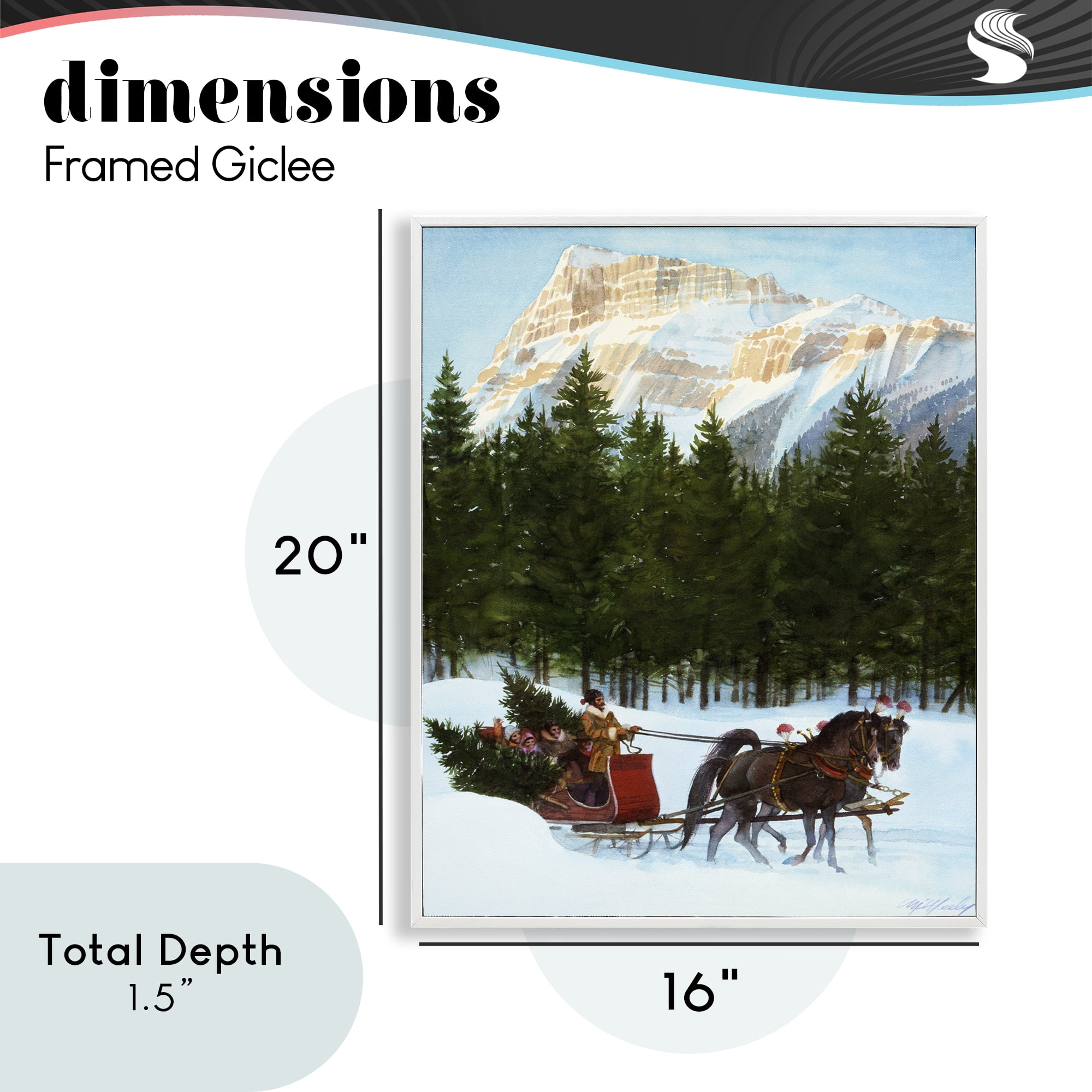 Sleigh Ride Carrying Trees White Framed Giclee Art, design by Wind River Studios