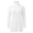 thumbnail image 4 of Arlun Women's Turtleneck Oversize Midi Pullover Sweater Dresses Solid Color Loose Fit Ribbing Knit Knee Length Dress Long Sleeve Simple Basic Fall Winter Clothes 2025 White S, 4 of 5