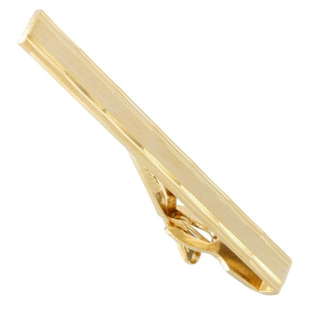 Gold Tone Classic Etched Mens Tie Clip Bar Clasp Large 2 1/2
