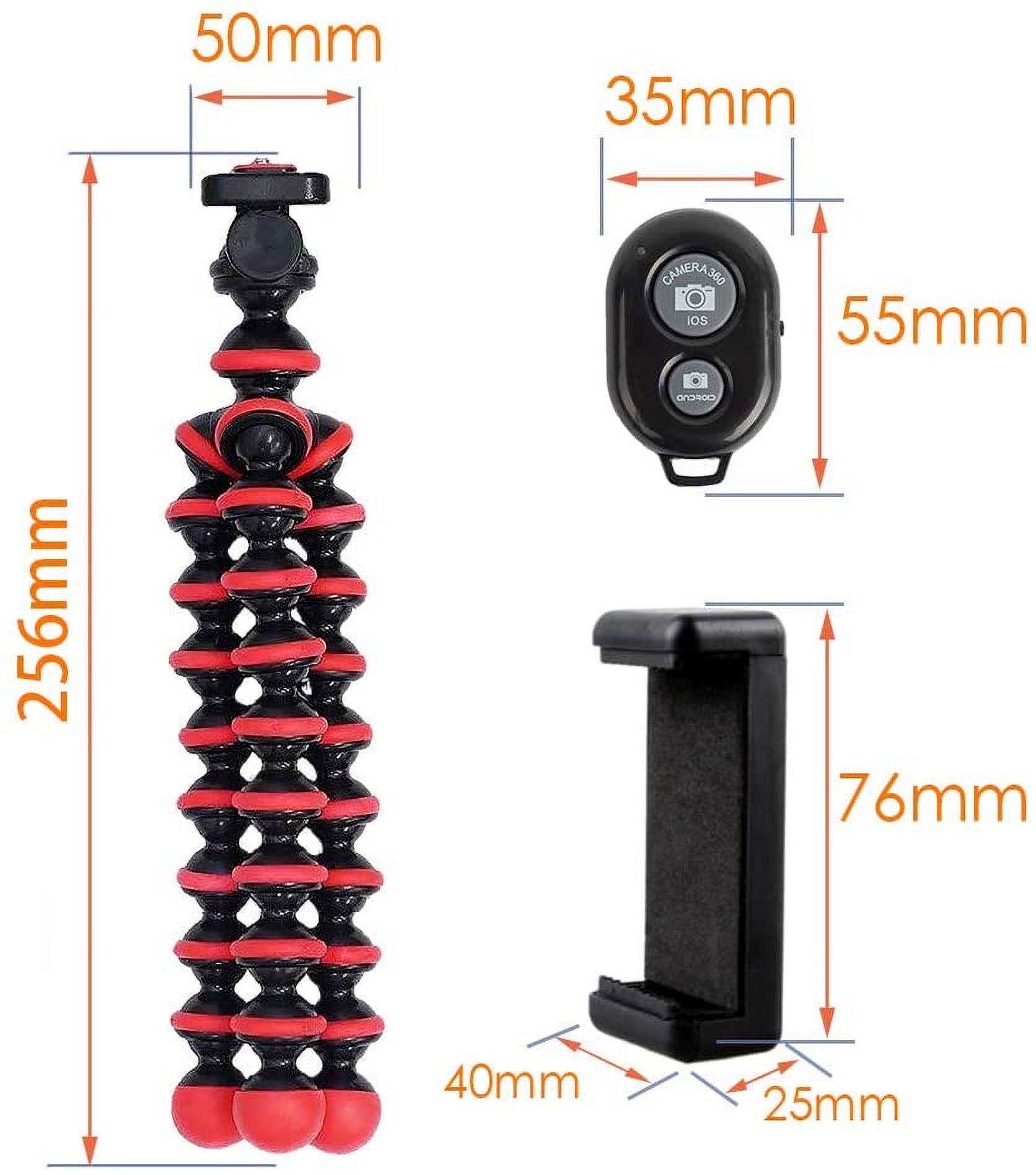 Phone Tripod, Portable Cell Phone Tripod Camera Tripod Stand with Wireless Remote Flexible Tripod Stand Compatible for iPhone 11 Pro Xs MAX XR X SE 8 7 6S Plus Samsung Android Phones Gopro Camera - image 3 of 7