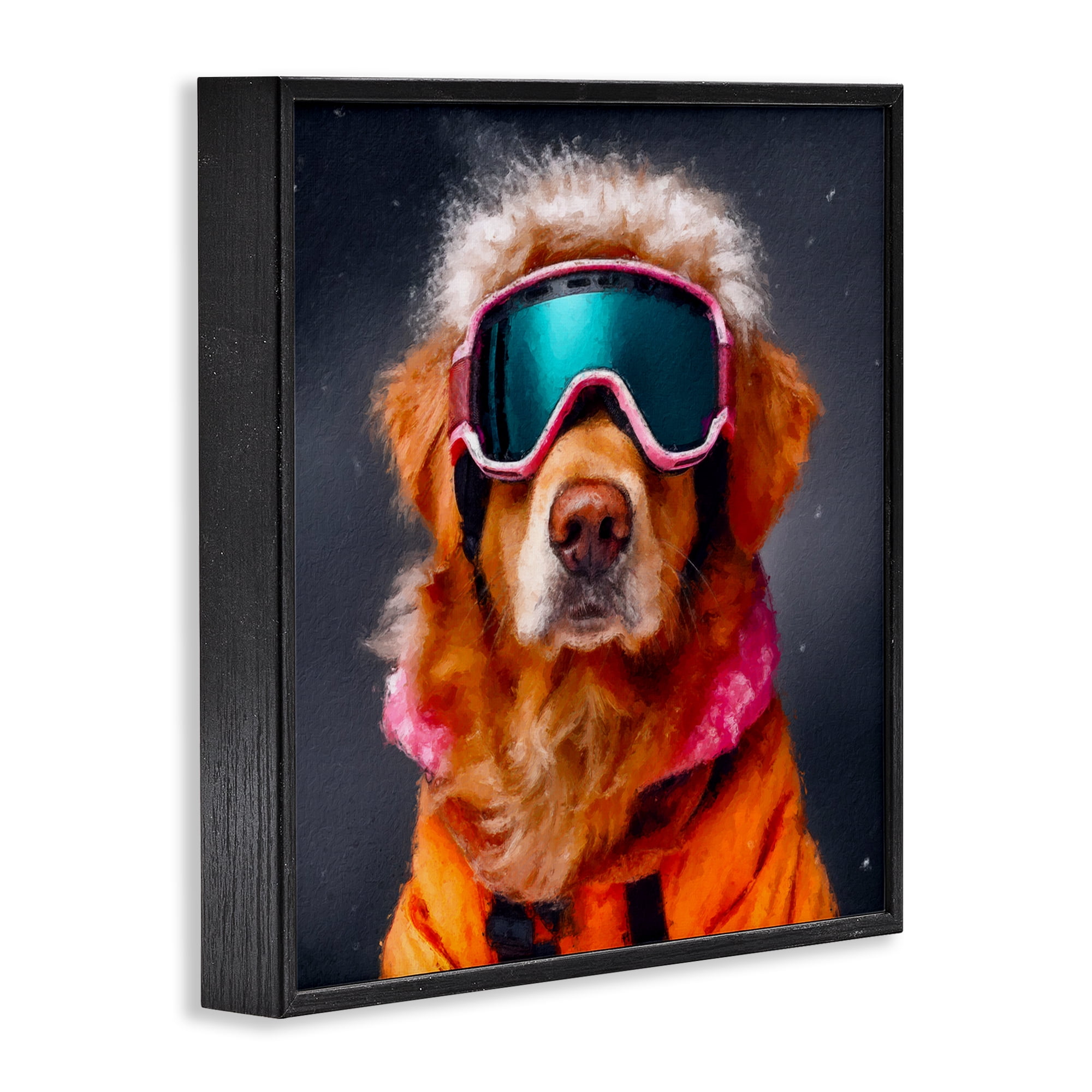 Ski Dog with Goggles Black Framed Giclee Art, design by Sean Parnell