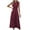 Wine, variant on LYEAA Spring Dresses for Women Plus Size Crew Neck Sleeveless Flowy Ruched Long Dresses Solid Casual Dressy Tie Elastic Waist Pullover Dresses Comfort Holiday Dresses Beige M