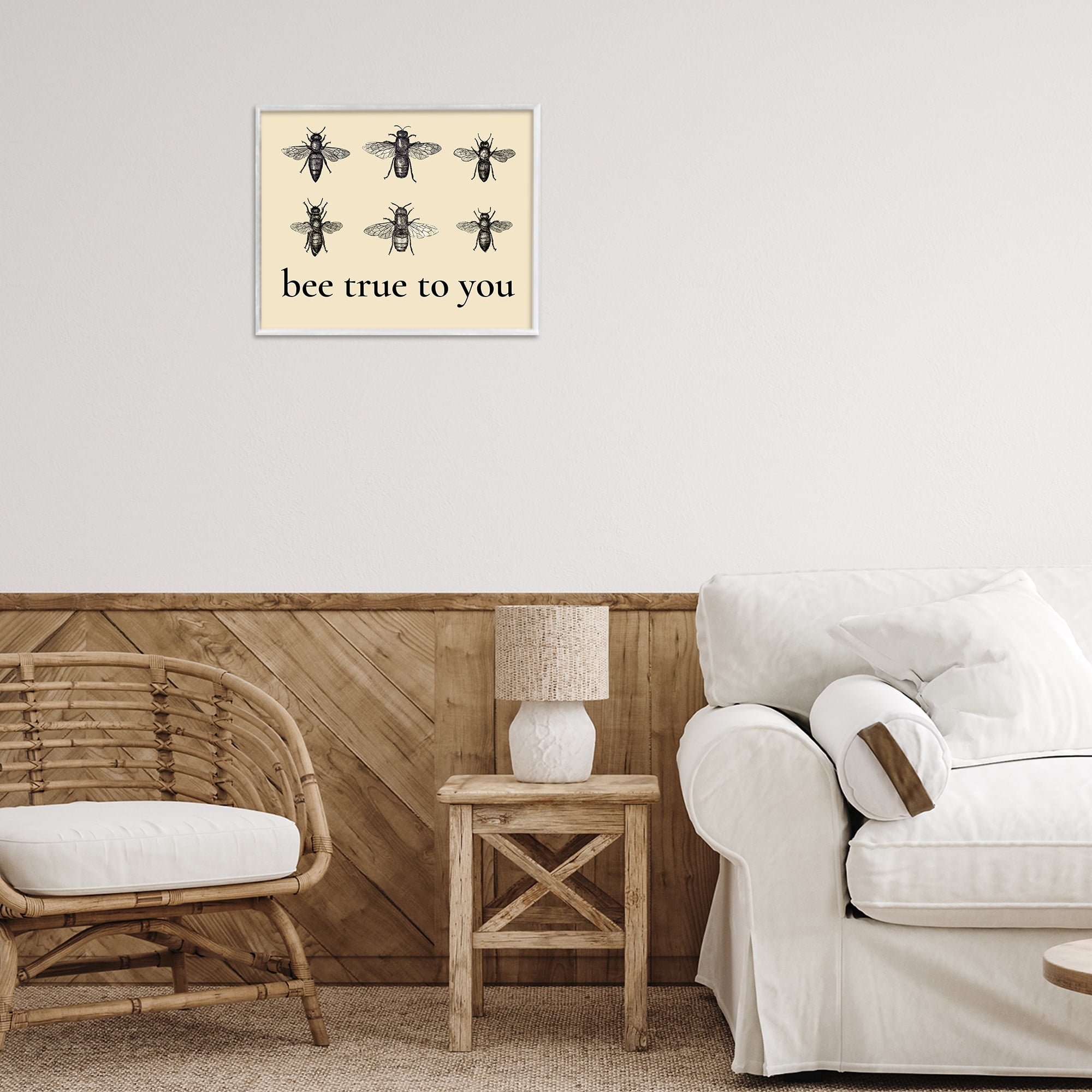 Bee True To You Inspiration White Framed Giclee Art, design by Lettered and Lined