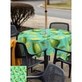 thumbnail image 5 of Outdoor Tablecloth with Umbrella Hole for Patio/Picnic/Party/Camping, Green Lemons Waterproof Table Cloth Square Cover Washable, Summer Tropical Leaves Teal Green (54"x 54"), 5 of 8