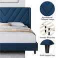 thumbnail image 3 of Renwick Upholstered Platform Bed Frame with Tufted Headboard, Blue, All Ages, Queen, 3 of 7