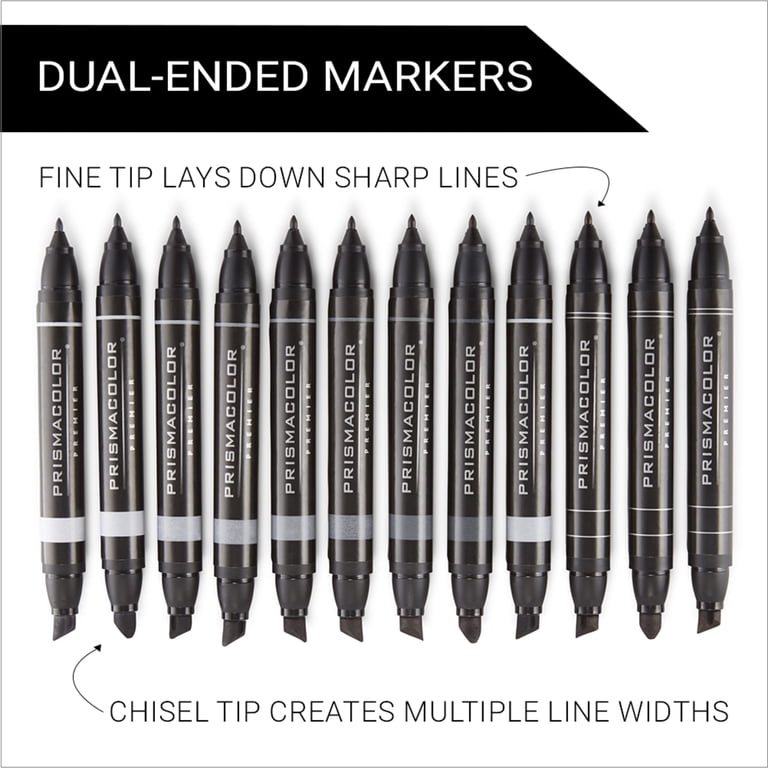 Prismacolor Dual-Ended Art Markers, Fine and Chisel Tips, Cool