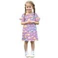 thumbnail image 4 of Zpanxa Robes d'Été pour Filles Décontractées à Manches Courtes Col Rond Imprimé Robe en Polyester Spandex Violet 11 Ans, 4 of 7