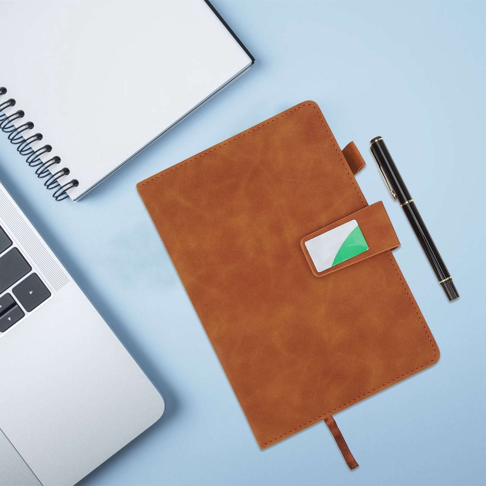 YAHHU A5 Notebook PU Leather Cover Ribbon Bookmark Ink Proof Thick Ruled Paper Journal with Pen and Box for Office Travel Brown (8.27 inches / 21 cm)