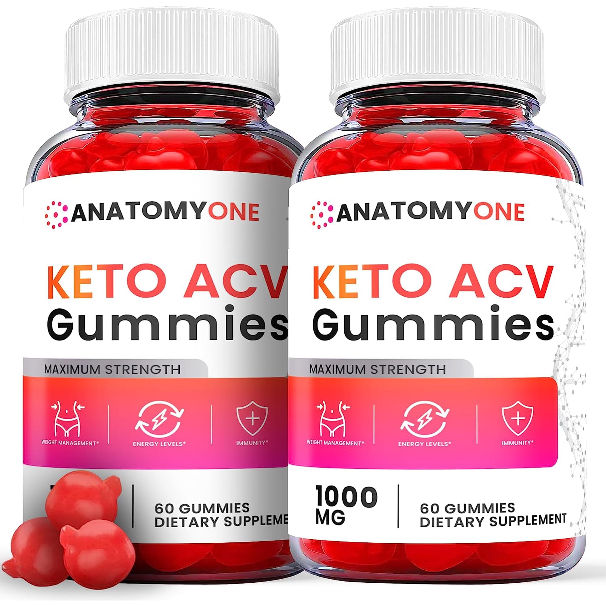 (2 Pack) Anatomy One Keto ACV Gummies - Supplement for Weight Loss - Energy & Focus Boosting Dietary Supplements for Weight Management & Metabolism - Fat Burn - 120 Gummies