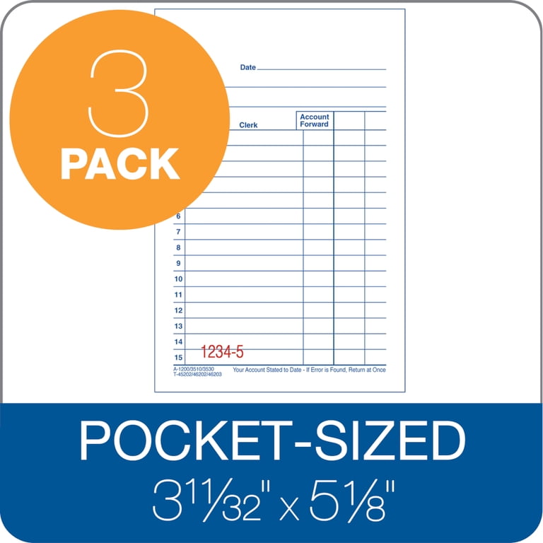 Adams, Sales Books, 3-11/32 in. x 5-5/8 in, 50 Sets per Book, 3pk