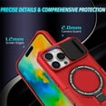 thumbnail image 4 of Case for iPhone 16 Pro Max 6.9" [Sliding Cover for Camera Protection] [Compatible with MagSafe] Shockproof Multifunctional Shell Case with Hidden Kickstand/Phone Ring Holder,Red,For iPhone 16 Pro Max, 4 of 10