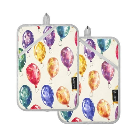 

Two Pieces Of Square Heat Insulation Pad Oven Mitts 7x9.8 Inch Oven Microwave Kitchen Cooking Baking Coloured Balloon