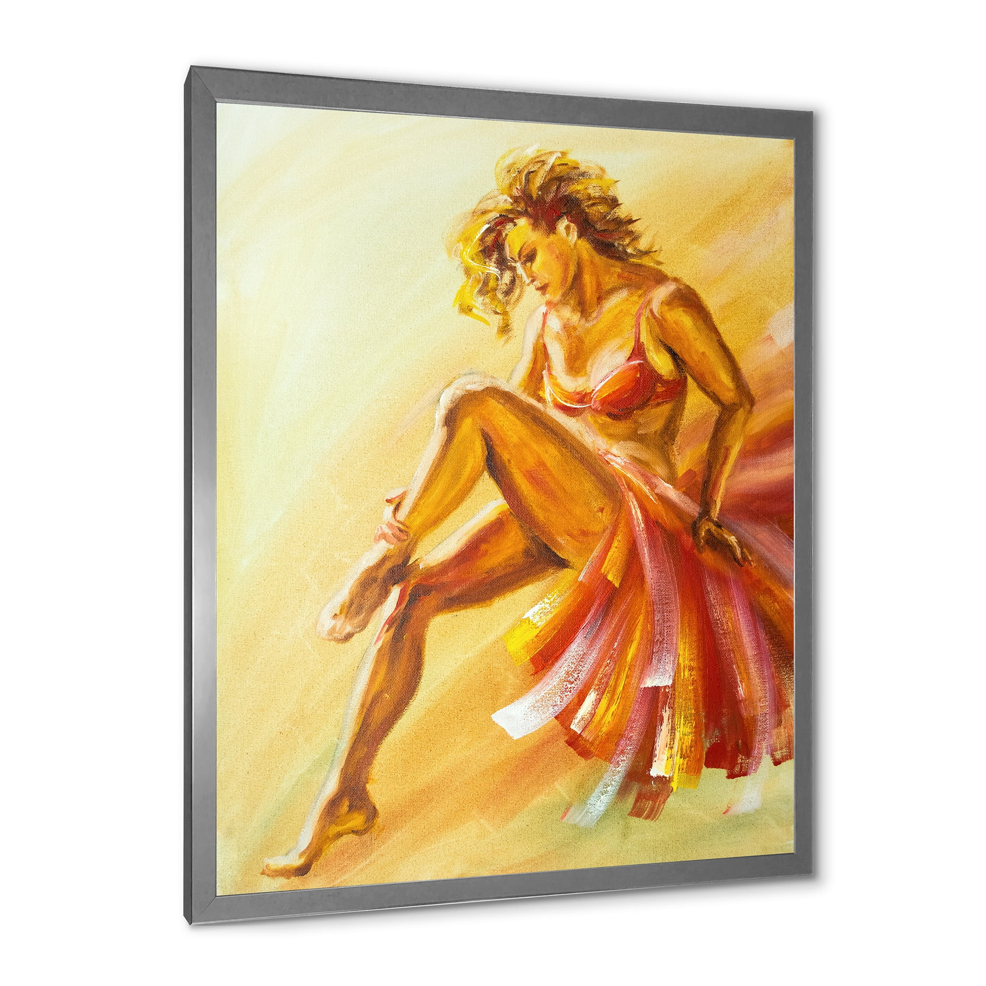 Designart 'Warm Coloured Flamenco Woman Dancer' Modern Framed Art Print