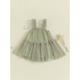 thumbnail image 2 of Bagilaanoe Toddler Baby Girl Tutu Tulle Mini Slip Dress 6M 12M 18M 24M 3T 4T Kids Solid Color Sleeveless Ruched A line Dress Princess Dress, 2 of 8