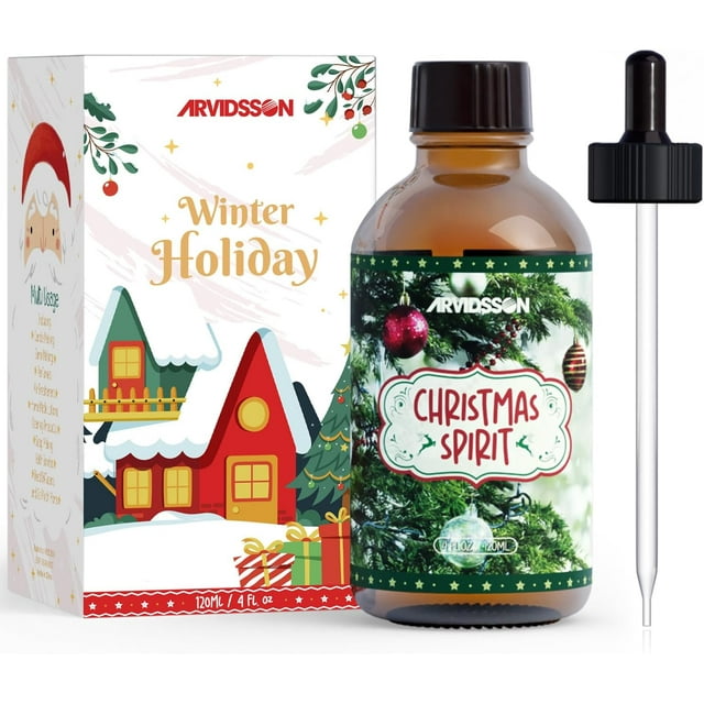 Shiyou-huile Essentielle de Noël 4 Fl Oz (120ml), Huile Parfumée Esprit de Noël, Huile Essentielle d'Hiver pour Diffuseurs, Huile d'Arbre de Noël pour Fabrication de Bougies, Huile Parfumée de Fête pour la Maison