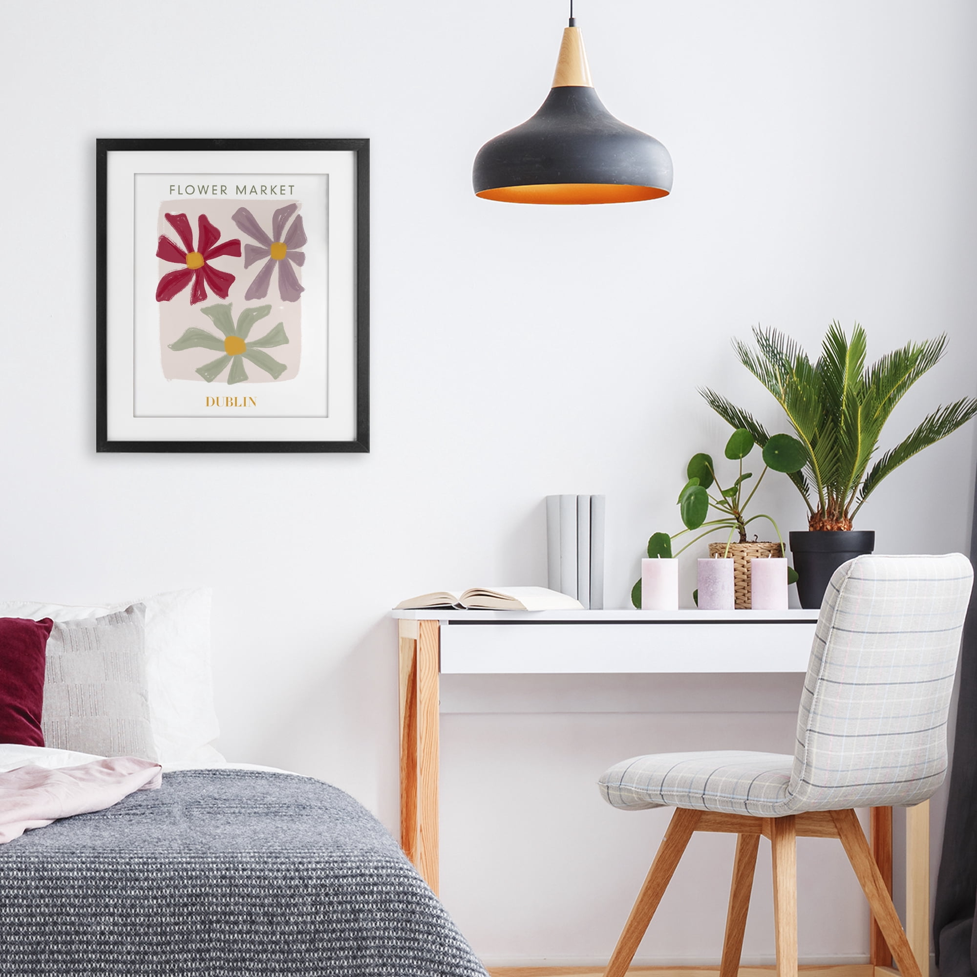 Stupell Industries Muted Dublin Flower Market Black Framed Print Under Glass, design by Lucille Price