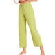thumbnail image 4 of INSPIRE CHIC Pantalones Palazzo de Pierna Ancha de Cintura Alta para Mujer, Casual, de Punto Acanalado, con Cinta Ajustable, Cortos, Talla XS, Verde, 4 of 5