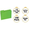 thumbnail image 2 of The File King 1/3-Cut Top Tab Green File Folder | Letter Size | Box of 100 | Assorted Tab Positions for Labeling | 11-Point Fiber Construction | Organize Home or Office, 2 of 8