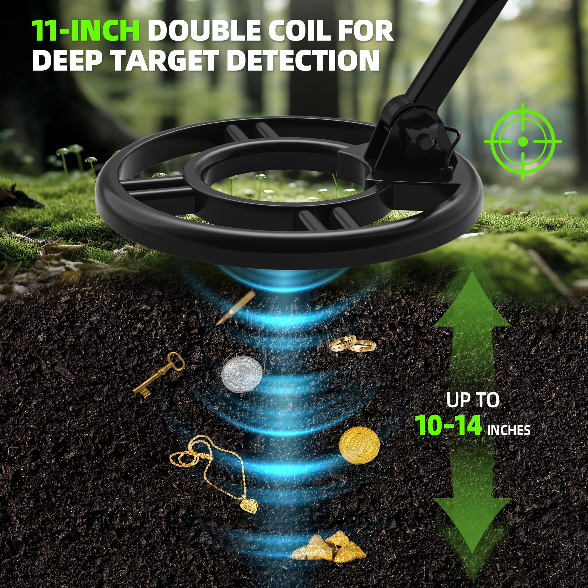 ABLEGRID Metal Detector for Adults and Kids Rechargeable Foldable, Professional Gold and Silver Detectors, High Accuracy Waterproof Pinpoint 4 Modes, Advanced DSP Chip 10" Coil, GC1021